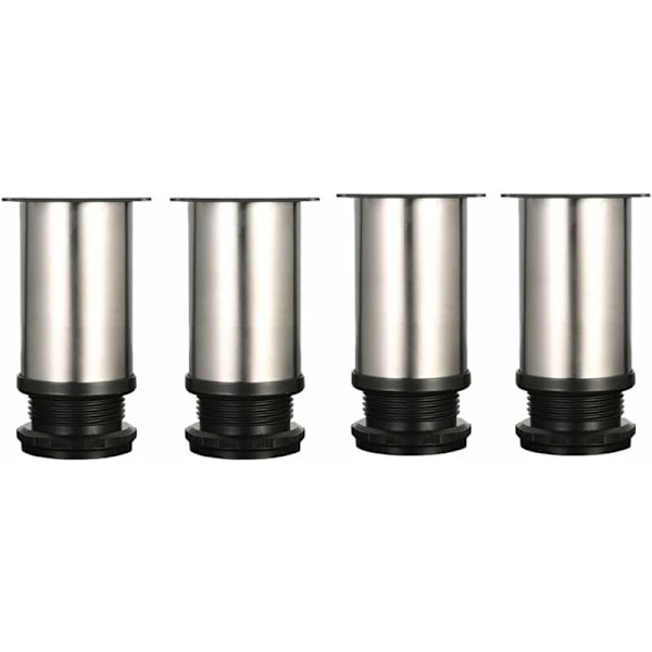 4 Justerbare Ben 8cm Højde Tykkere Skabsben Bordben Møbelben, Børstet Rustfrit Stål, Justerbar Højde 0-15mm Leveres Med Rustfrit S-X42-