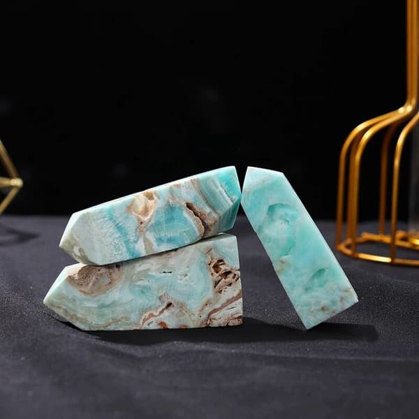 Natural Hemimorphite Point Mini Crystal Caribbean Calcite Tetrahedral Column Energy Decoration 30-50G-FS-