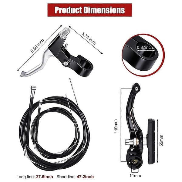 Complete mountain bike set, V-brake + outer cable + handlebar + front and rear bicycle brake accessories-FS-