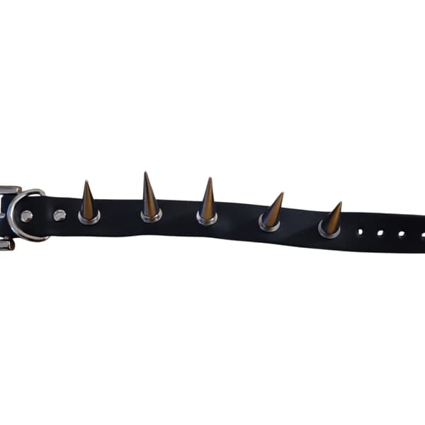Svart läderarmband med extra långa nitar - Justerbart