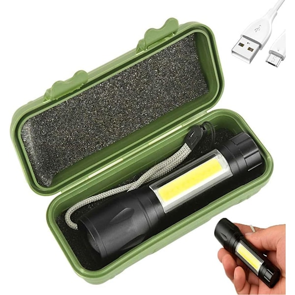 2 st Zoombar USB Uppladdningsbar Taktisk Ficklampa, Super Stark