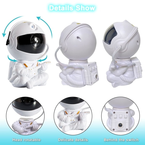 Justerbar Lysstyrke Astronaut Galaxy Stjerne Projektionslampe, Led Natlys Børne Stjernelampe, Astronaut Ornament