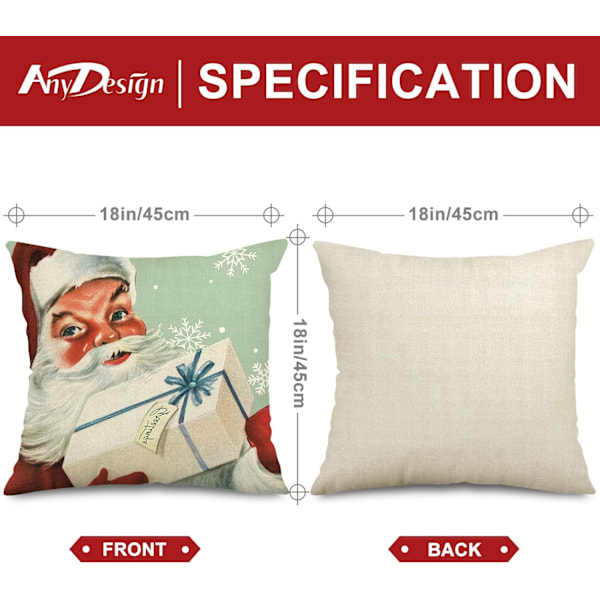 Jul Kuddfodral Jultomte Snögubbe Örngott God Jul Låt Det Snöa Kuddfodral, 45 x 45 cm, 4-pack
