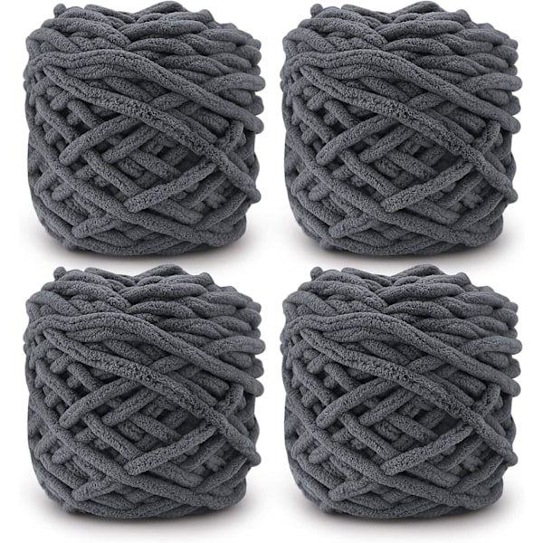 Stickgarn 4x Stickgarn för Virkning, Mjukt Chunky Garn för Garnprojekt-X44- dark gray