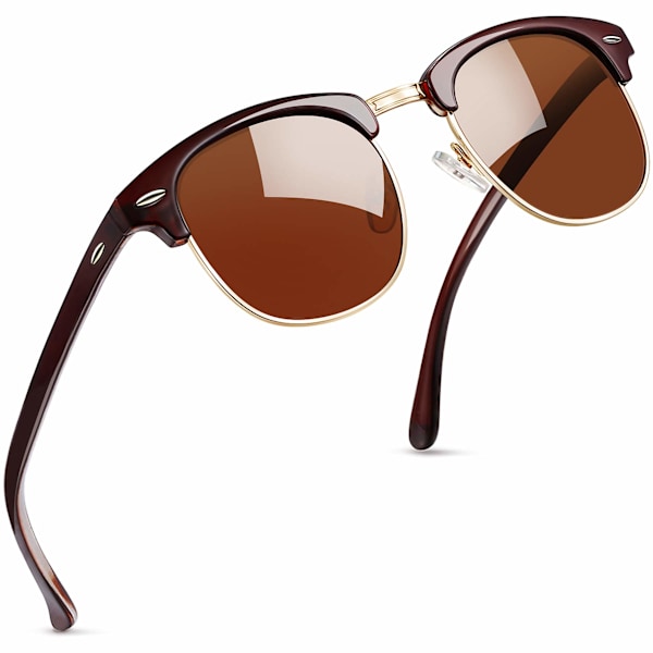 Semi-Rimless Polariserede Solbriller Herre - UV400 Beskyttelse Retro