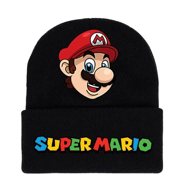Super Mario Bros Strikket Hat til Mænd, Kvinder og Unisex - Vintervarm Hat med Manschet