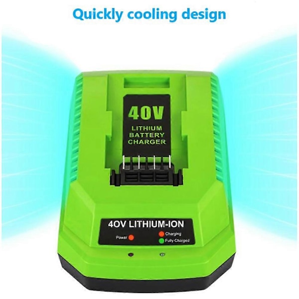 40V Litiumbatterioplader til GreenWorks 29482 G-MAX 40V - Batteri 29472 29482 29652 G40825 EU Pl-X44-