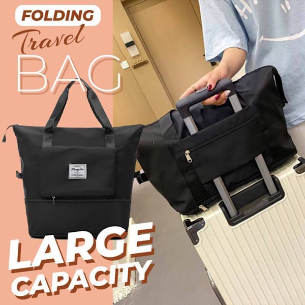 Large Foldable Travel Bag for Women - Black Black