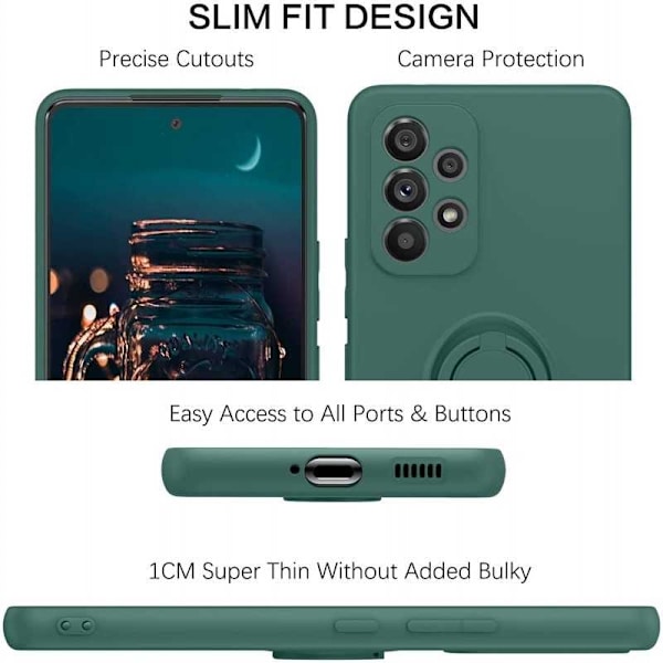 Samsung A53 5G Støtsikkert Deksel med Ringholder CamShield Grön