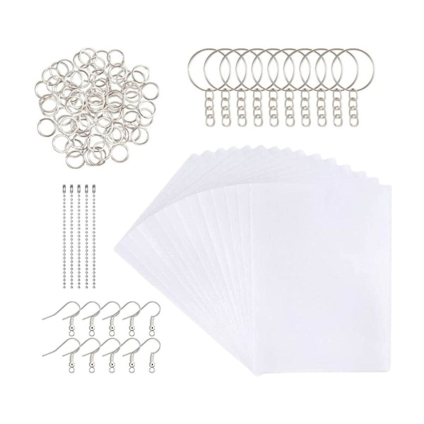Shrink Plastic Sheets 20x Mixed Colors Embellishments with Keychains-FS-