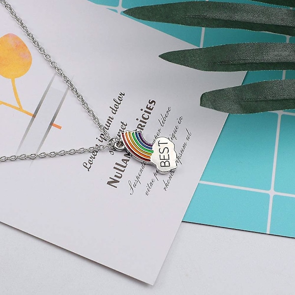 Bästa vänner halsband regnbåge vänskapshalsband 2 moln skarvhalsband dammode smyckeshalsband-FS2-