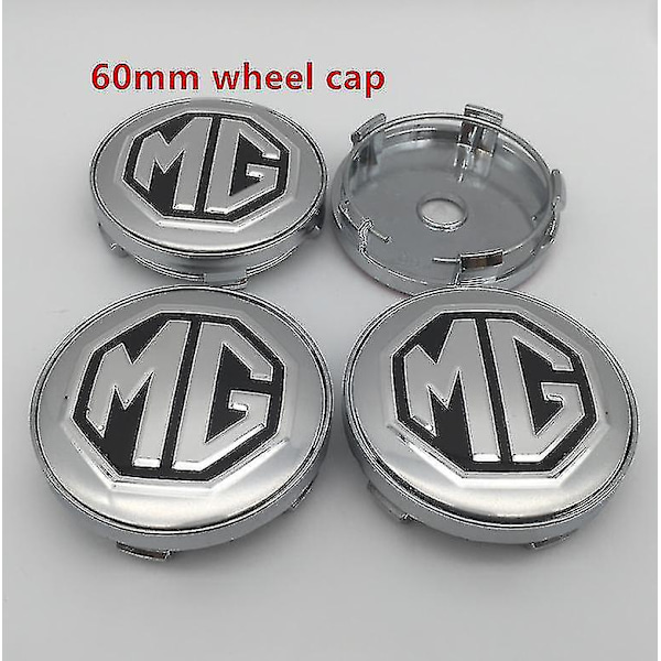 4 stk Mg Logo 56mm 60mm Deksel for Hjulnav, Dekal, Klistremerke, Styling Tilbehør, 56mm Sølv Deksel