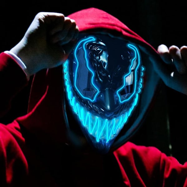 Halloween LED Ansiktsmask Skrämmande Lysande Ansiktsmask Halloween Cosplay Mask för Fester Karnevaler Festivaler