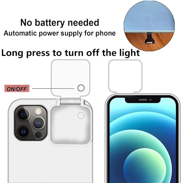 [Med Selfie Fill Light] För Iphone 14 Pro Skal med Ljus