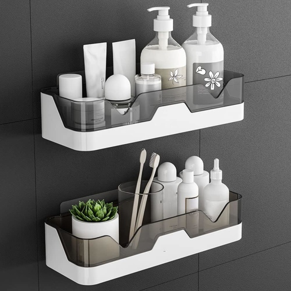 Set med 2 duschhyllor, ingen borrning duschkabin, väggmonterad organizer Förvaringskorgar för badrum/kök