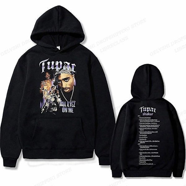 Tupac 2pac Hoodie Herr Dame Mote Hoodies Barn Hip Hop Hoodies Kvinner Sweatkläder Pojkjackor Rapper Sweatkläder Shakur Tracksuits Punk M