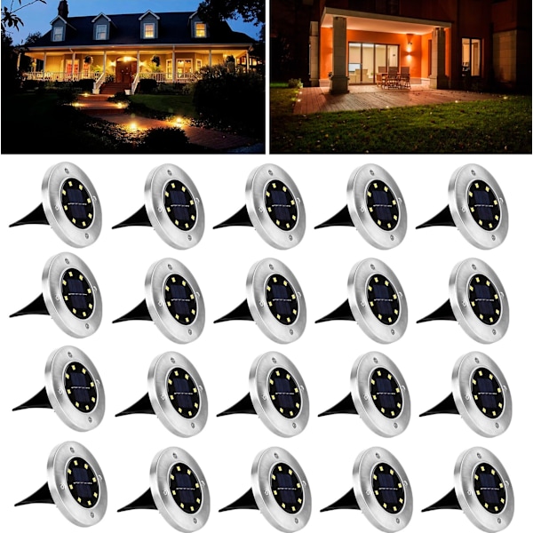 Speed 20 x LED solcellelampe innebygd gulvspotlight