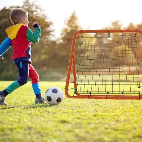 Fodbold Rebound Net, Foldbar Kickback Rebounder Fodboldmål Net med 5 Justeringsniveauer, 100x100x65 cm Rød