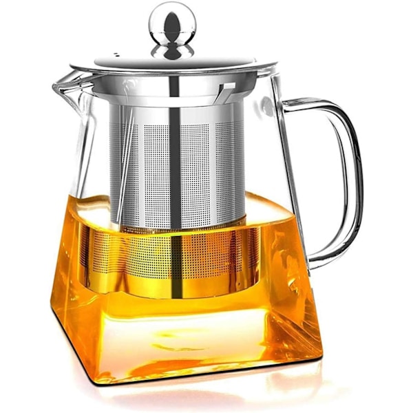 Glas Tekanna med Avtagbart Filter, Högt Borosilikatglas
