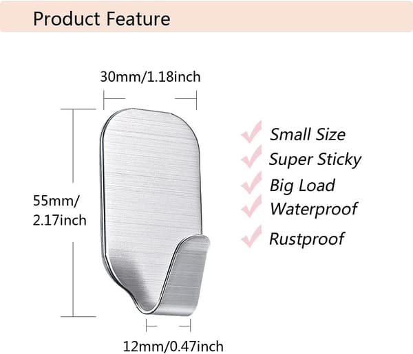 Small Self-Adhesive Hooks for Hanging Extra Strong Adhesive Hooks Heavy Duty