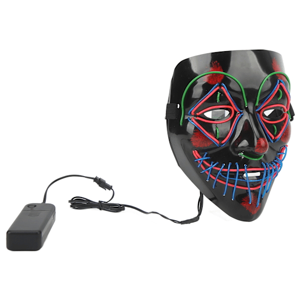 Holiday Cosplay EL Lines Maske Lysende Skræmmende Kranie Glødende Klovnemaske med Pink Stjerneøjne til Prom