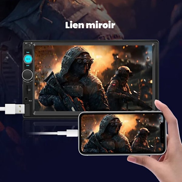 SWAREY Bluetooth Carplay Radio med bakkamera 7-tommers berøringsskærm Mirror Link FM-X44-