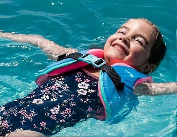 Simväst Kompatibel med Barn Bärbar Uppblåsbar Pool Flyter Simring blå blue S