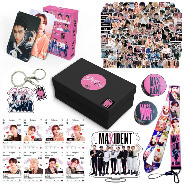 Stray Kids Nya Album Maxident Presentask Kpop Merchandise Fotokort Nyckelband Nyckelring Presenter till Skz Fans