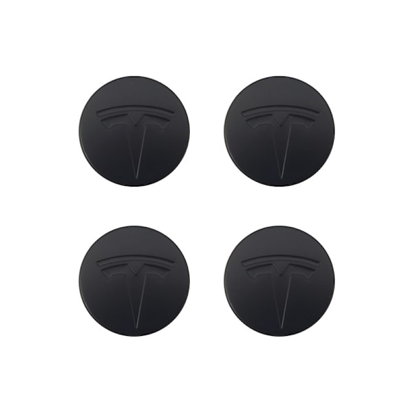 Velegnet til Tesla Model 3 hjulkapsel logo - sort sort etiket (mat) (fire pakke)-FS-