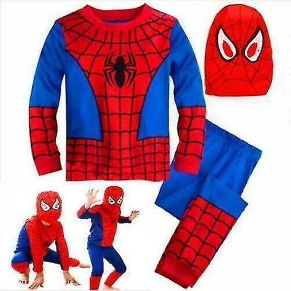 Barn Gutter Spiderman Cosplay Kostyme Maske Superhelt Karneval Party Klær M(4-5 år) _ca-FS-