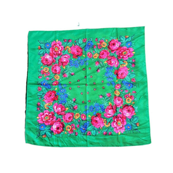 Rosblomma Tryck Huvudduk Twill Tryckt Sjal GRÖN-FS1- Green