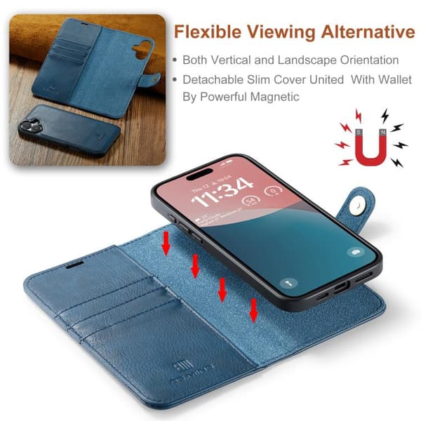 iPhone 17 Leather Case with Crazy Horse Texture and Detachable Magnet