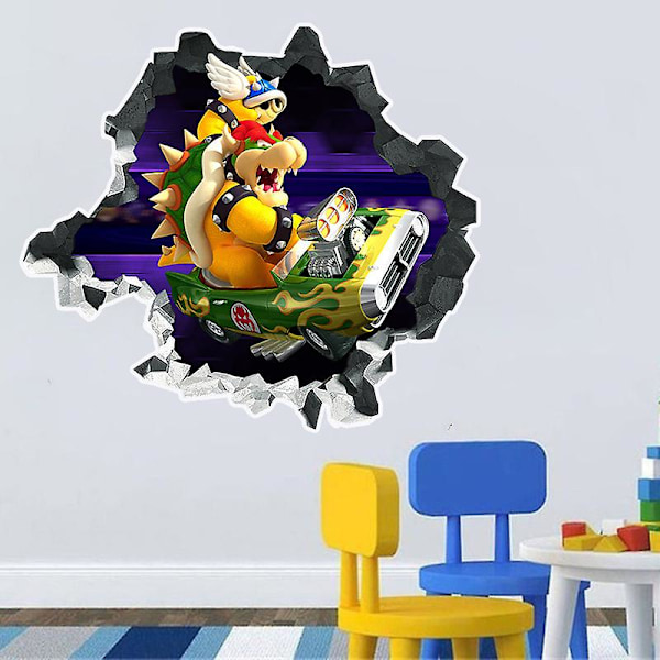 3D Super Mario Kart Bowser Koopa Racing Vægklistermærke til Rum Dekoration (FMY)-X42- CT20010J-R 48*42cm