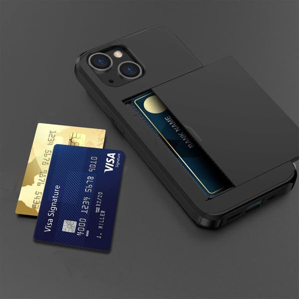 SKALO iPhone 14 Armor Case Card Holder - Black Svart black