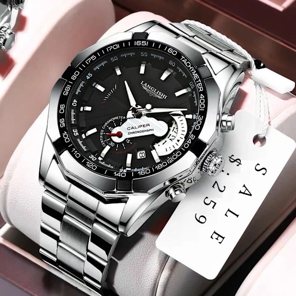 LANGLISHI Automatisk ur Toppmærke Luksusimporteret urværk Vandtæt Lysende Mekanisk armbåndsur-FS1- Black Black