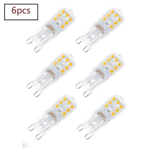 6x G9 LED-lampa varmvit 220V LED G9-lampor lämpliga för