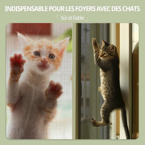 Vindusmyggnett for katter, beskyttelse uten boring, 1 solid stykke og kan klippes til vinduets mål.