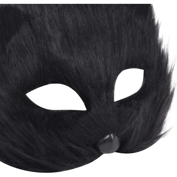 Rævemaske Halloween Cosplay Maske Halvt Ansigt Slør Øjenmaske Lodden Ræve Kostume Tilbehør Dyrefest Kattemasker Black