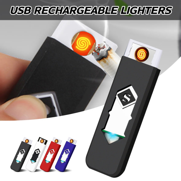 Smart touchsensor elektrisk tändare bärbar USB uppladdningsbar vindtändare ljusblå gul OPP-väska