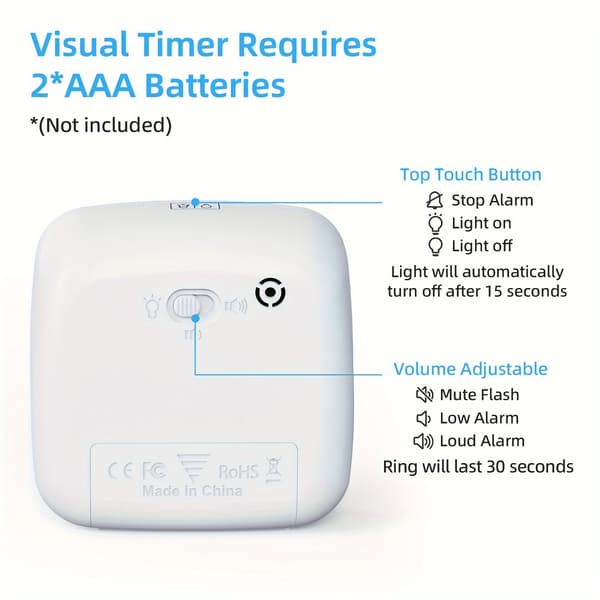 Regnbue Visuel Timer med Natlys 60-Minutters Lydløs Nedtælling Blå Not provided Blue