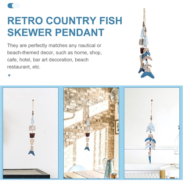 Träfiskar Hängande Dekorationer Nautiska Ornament Strandtema