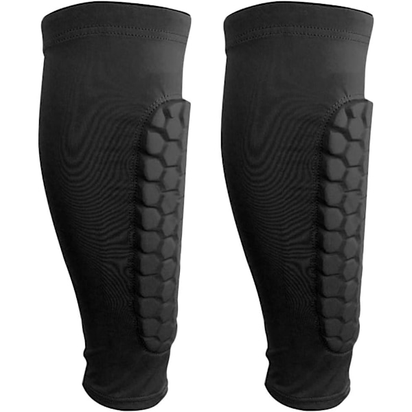 A Pair of Professional Calf Compression Sleeves Shin Guard Impact Fall Protection Black (L) black black l