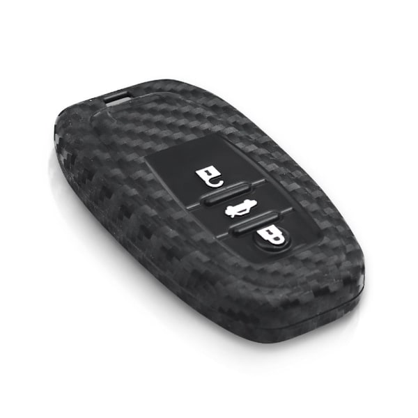 Bilnøgleetui i kulfiber silikone med 3 knapper til Audi Sort Black one size
