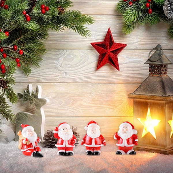 Julgranssmycken med tomte i miniatyr, julpynt i miniatyr, söta tomtefigurer i resin, mikrolandskapssmycke, skrivbordsdekoration