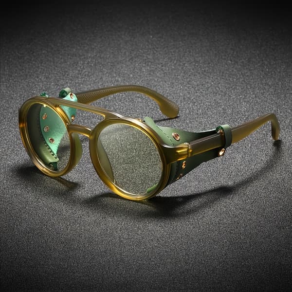 Retro Punk Runde Solbriller med Minimalistisk Plastikstel og UV400 Beskyttelse Blk Frame Gry L
