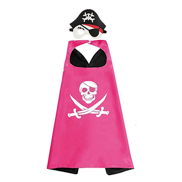 Piratdrakt for barn, klassisk piratkappe Cosplay Cape Skjelettkappe+hatt+øyelapp for Halloween-festgaver style 3