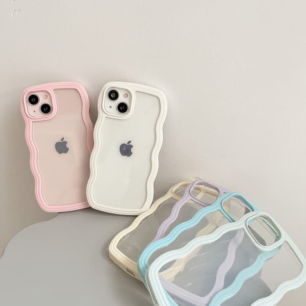 Transparent söt, lockig enkel vågig telefonfodral, Aesthet-FS-