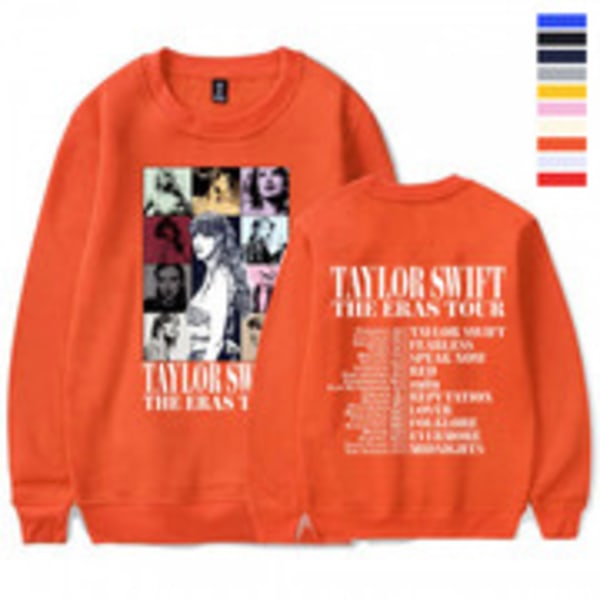 Unisex tröja för vuxna kvinnor män 1989 Taylor Swifts tröja med rund hals Orange Orange M