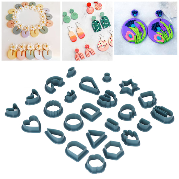142 st Mörkblå Polymerlera Skärare Set Plast Polymerlera Skärare Verktyg DIY Lera Smycken Örhänge Gör Kit Gåvor