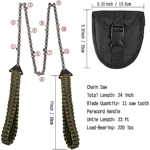 Kannettava käsisahka paracord-kahvoilla, monitoiminen nylon-setti, kaapeli saha selviytymisvarusteille, leirintään, metsästykseen.